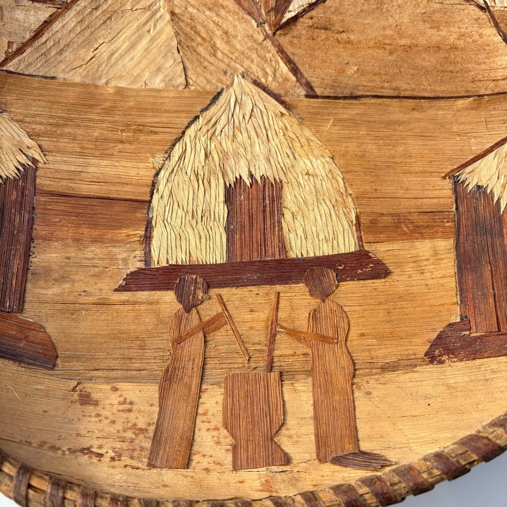 Vintage African Hand Woven Tray Bowl Wall Art Authentic Banana Leaf 15” Folk Art - Picture 12 of 12